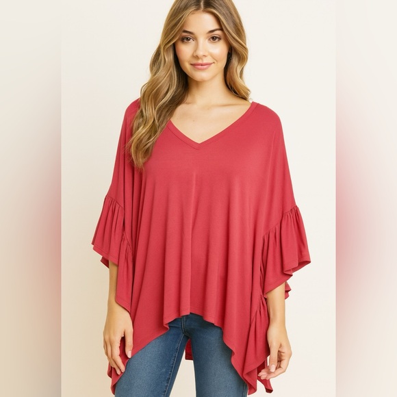 Anthropologie Akemi+Kin Fluttered Knit Blouse M L  Pale Pink Cape Oversize 253 - Picture 1 of 8